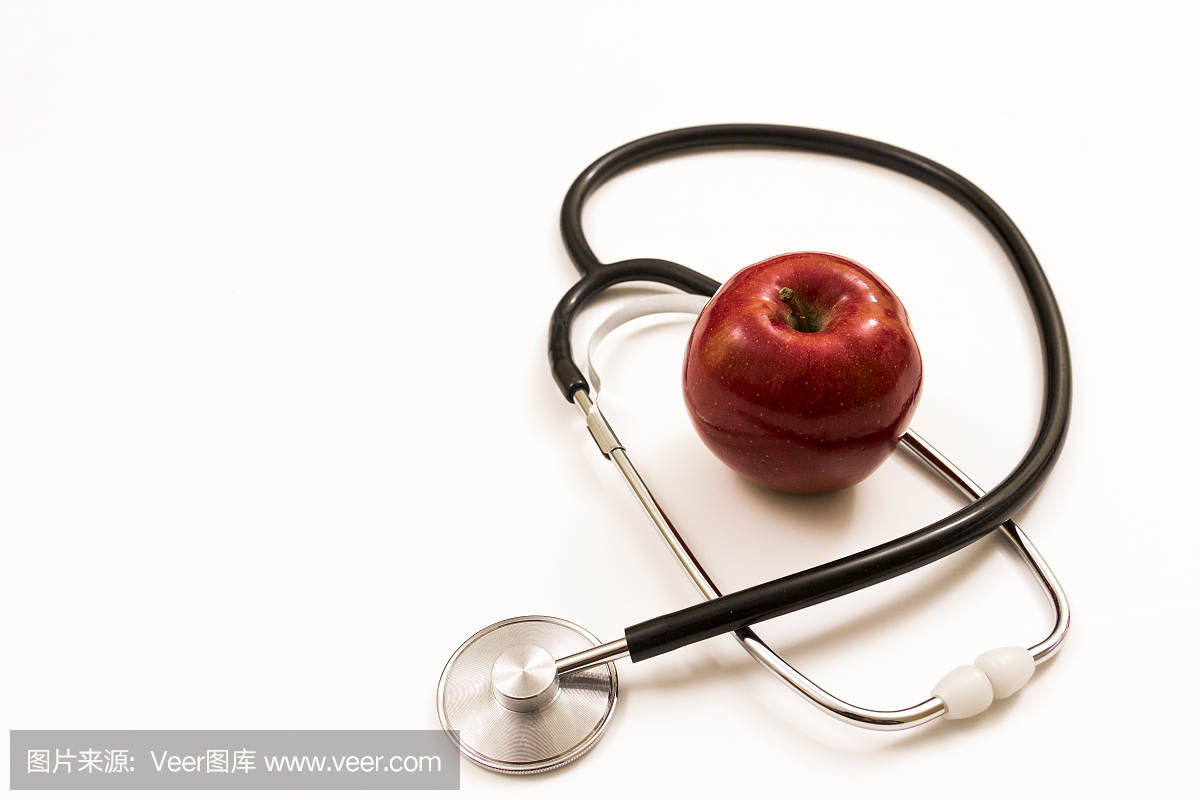 蘋果概念聽診器,用于飲食、保健、營養(yǎng)或醫(yī)療保險