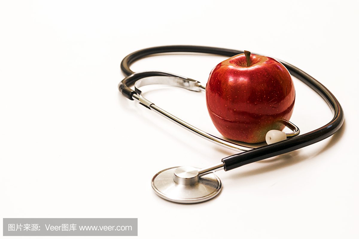 蘋果概念聽診器,用于飲食、保健、營(yíng)養(yǎng)或醫(yī)療保險(xiǎn)